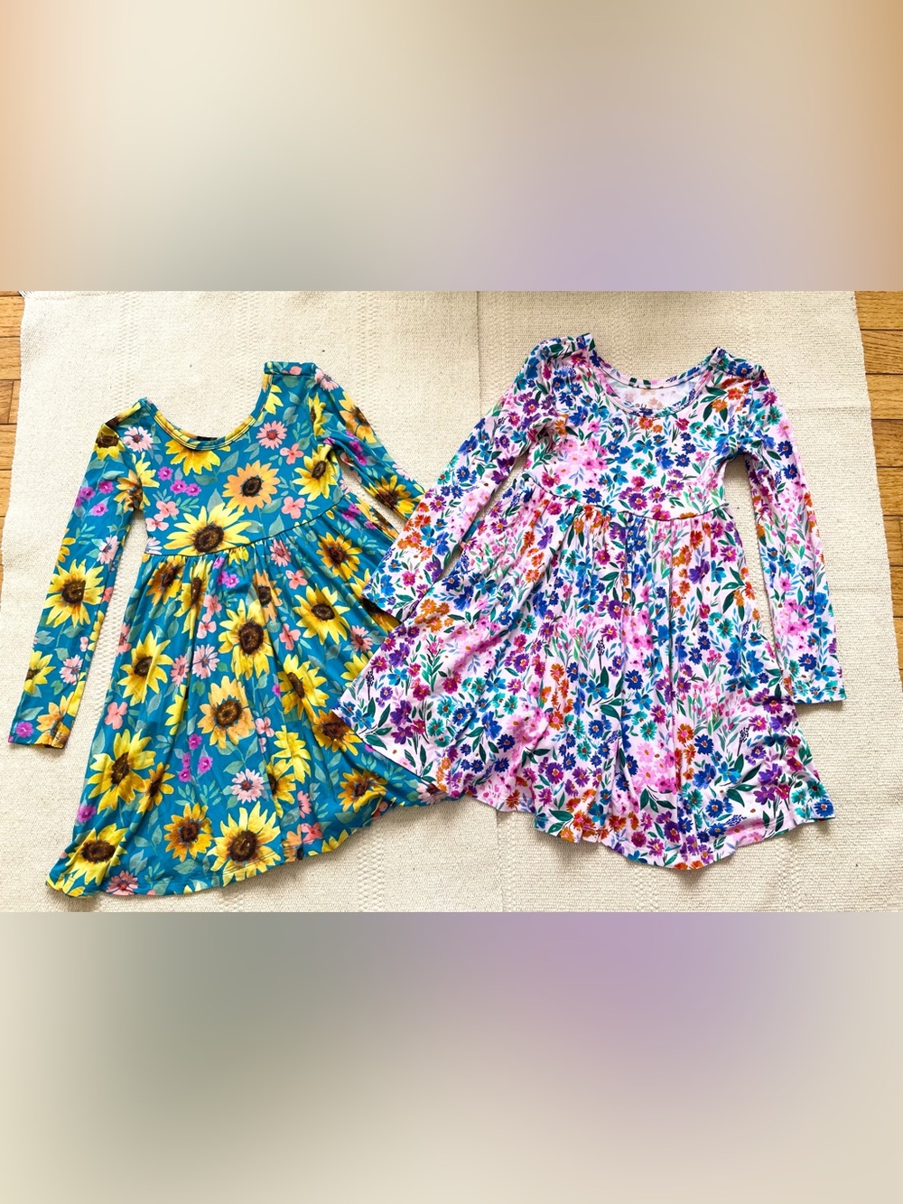2 Little Sleepies PLAY Twirl Dresses Sweet Pea And Sunflower 4T Bamboo